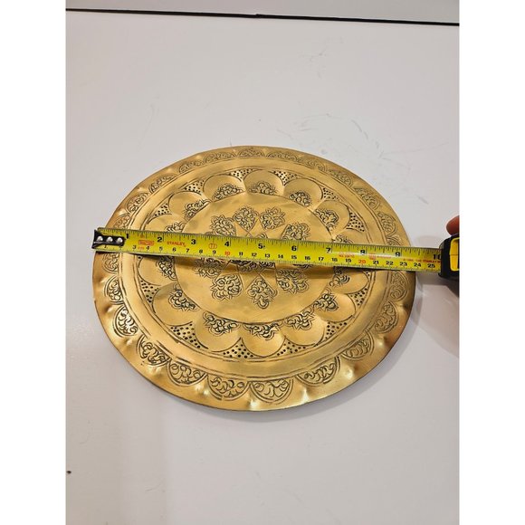 Vintage,Brass Tray,Indian Tray,Indian brass Tray,Serving Tray,Round - Picture 8 of 10